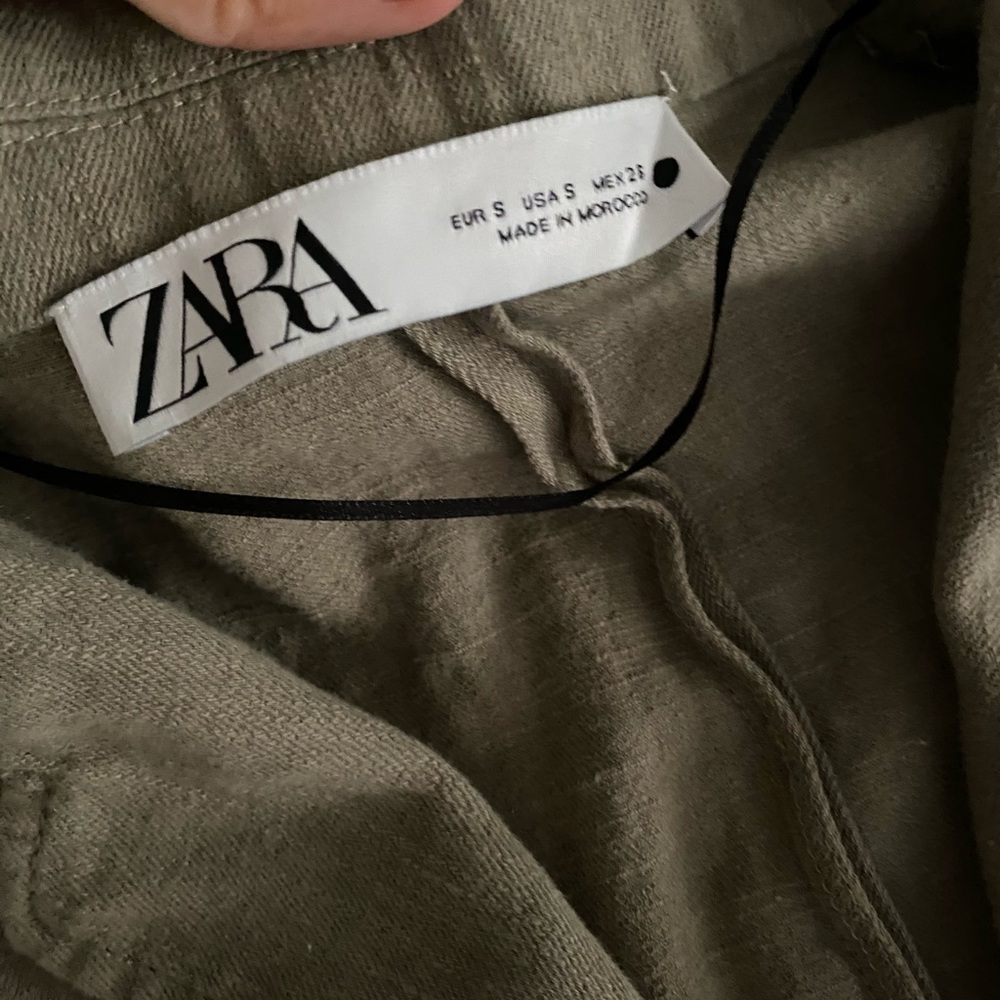 ZARA Green Linen Blend Button Blazer Jacket Women's Small - Picture 5 of 9